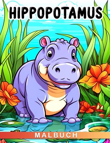 Hippo Malbuch: 30 Seiten mit entzückenden und einfachen Nilpferd-Designs, die Kinder als Geschenke für Geburtstage, Weihnachten oder jede Gelegenheit zeichnen können. von Independently published