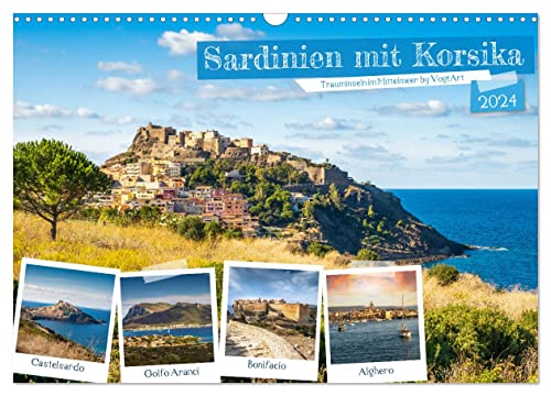 Sardinien mit Korsika (Wandkalender 2024 DIN A3 quer), CALVENDO Monatskalender