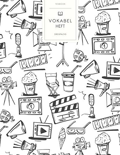 Vokabelheft: Kino Film. 3 Spalten für Vokabeln. 120 Seiten mit schönem Design. Dreispaltiges Buch mit Soft Cover 8.5x11 Zoll, ca. DIN A4 21.6x27.9cm. Vokabelheft: Kino Film. 3 Spalten für Vokabeln. 120 Seiten mit schönem Design. Dreispaltiges Buch mit Soft Cover 8.5x11 Zoll, ca. DIN A4 21.6x27.9cm.