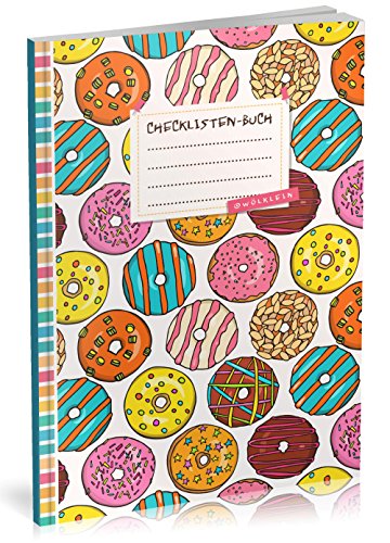 Checklisten-Buch: To Do Listen Planer | Ca. A5 Softcover | 70+ Seiten mit Titel, Datum & Register | Perfekt für Aufgaben zum Abhaken, Bucket Listen, Reiseplaner uvm. | Motiv „Bunte Donuts“ von Wölklein