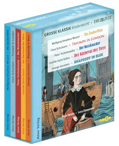 Große Klassik kinderleicht. DIE ZEIT-Edition. (5 CDs, Lesungen mit Musik): Die Zauberflöte, Triumph in London, Der Nussknacker, Der Karneval der Tiere, Rhapsody in Blue. von Amor Verlag