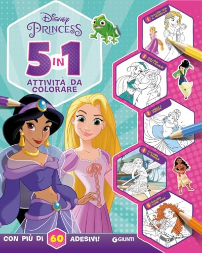 5 in 1 attività da colorare. Disney Princess. Con adesivi. Ediz. a colori von Disney Libri
