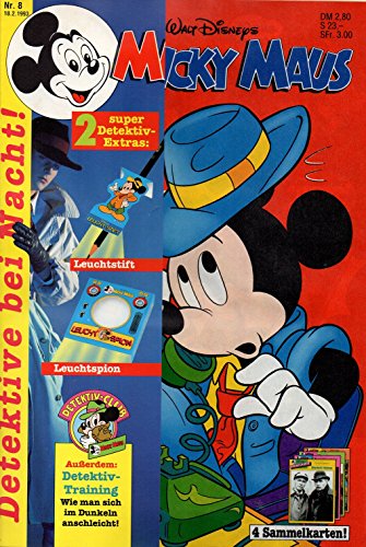 Micky Maus Zeitschrift - Nr. 08 - Vom 18.02.1993 - Komplett mit dem Heft-Extras "2 Super Detektiv-Extras: Leuchtstift, Leuchtspion und 4 Sammelkarten" - Heft, Magazin Micky Maus Zeitschrift - Nr. 08 - Vom 18.02.1993 - Komplett mit dem Heft-Extras "2 Super Detektiv-Extras: Leuchtstift, Leuchtspion und 4 Sammelkarten" - Heft, Magazin