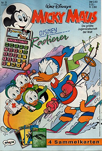 Micky Maus Zeitschrift - Nr. 09 - Vom 21.02.1991 - Komplett mit den Heft-Extras "Disney Radierer und 4 sammelkarten" - Heft, Magazin Micky Maus Zeitschrift - Nr. 09 - Vom 21.02.1991 - Komplett mit den Heft-Extras "Disney Radierer und 4 sammelkarten" - Heft, Magazin