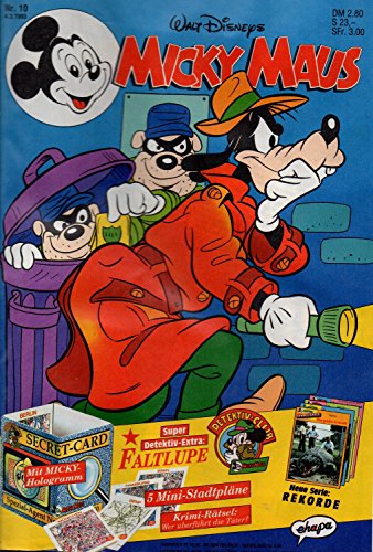 Micky Maus Zeitschrift - Nr. 10 - Vom 04.03.1993 - Komplett mit den Heft-Extras "Faltlupe, Micky Hologramm, 5 mini-Stadtpläne und Sammelkarten" - Heft, Magazin Micky Maus Zeitschrift - Nr. 10 - Vom 04.03.1993 - Komplett mit den Heft-Extras "Faltlupe, Micky Hologramm, 5 mini-Stadtpläne und Sammelkarten" - Heft, Magazin