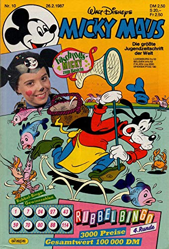 Micky Maus Zeitschrift - Nr. 10 - Vom 26.02.1987 - Komplett mit den Heft-Extras "Faschings-Micky zum Basteln und Rubbel-Bingo" - Heft, Magazin, Broschüre, Lektüre