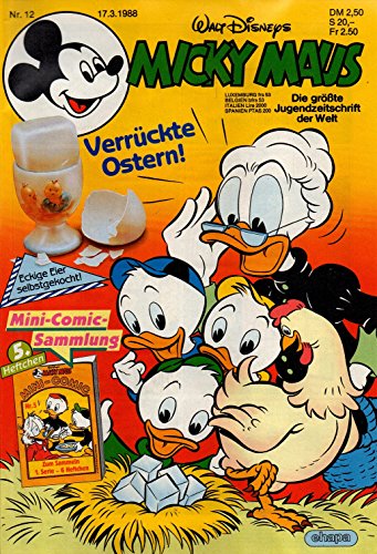 Micky Maus Zeitschrift - Nr. 12 - Vom 17.03.1988 - Komplett mit dem Heft-Extra "Gadget zum Eckige Eier selber machen" - Heft, Magazin von Egmont Ehapa