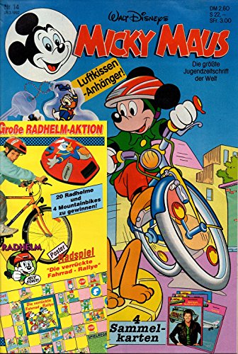 Micky Maus Zeitschrift - Nr. 14 - Vom 26.03.1992 - Komplett mit den Heft-Extras "Luftkissen-Anhänger und 4 Sammelkarten" - Heft, Magazin