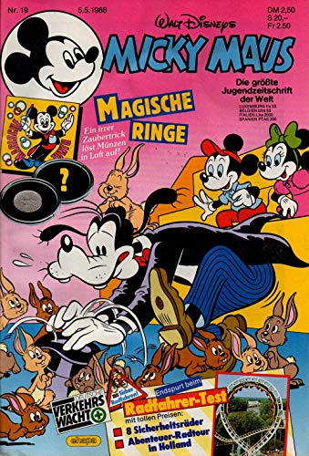 Micky Maus Zeitschrift - Nr. 19 - Vom 05.05.1988 - Komplett mit dem Heft-Extra "Magische Ringe (Zaubertrick)" - Heft, Magazin, Broschüre, Lektüre