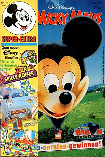 Micky Maus Zeitschrift - Nr. 32 - Vom 01.08.1991 - Komplett mit den Heft-Extras "Spiele-Koffer und 4 sammelkarten" - Heft, Magazin