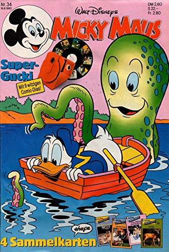 Micky Maus Zeitschrift - Nr. 34 - Vom 16.08.1990 - Komplett mit den Heft-Extras "Super-Gucki mit 9 witzigen Comic-Dias und 4 Sammelkarten" - Heft, Magazin, Broschüre, Lektüre Micky Maus Zeitschrift - Nr. 34 - Vom 16.08.1990 - Komplett mit den Heft-Extras "Super-Gucki mit 9 witzigen Comic-Dias und 4 Sammelkarten" - Heft, Magazin, Broschüre, Lektüre