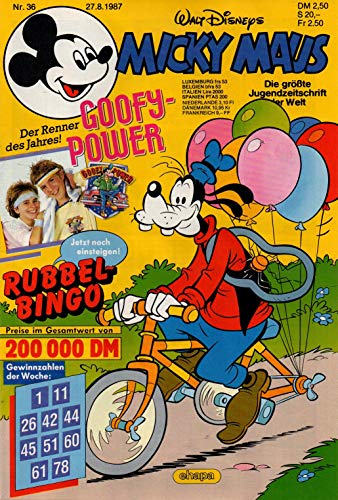Micky Maus Zeitschrift - Nr. 36 - Vom 27.08.1987 - Komplett mit dem Heft-Extra "Klamotten-Sticker "Goofy-Power"" - Heft, Magazin, Broschüre