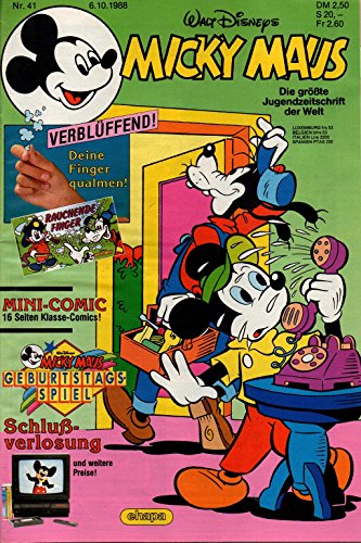 Micky Maus Zeitschrift - Nr. 41 - Vom 06.10.1988 - Komplett mit dem Heft-Extra "Rauchende Finger" - Heft, Magazin