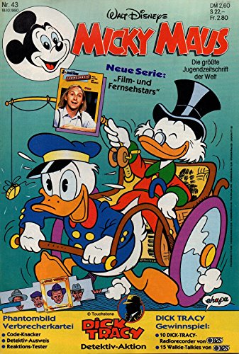 Micky Maus Zeitschrift - Nr. 43 - Vom 18.10.1990 - Komplett mit den Heft-Extras "Phantombild Verbrecherkartei und sammelkarten" - Heft, Magazin