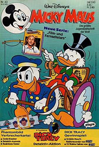 Micky Maus Zeitschrift - Nr. 43 - Vom 18.10.1990 - Komplett mit den Heft-Extras "Phantombild Verbrecherkartei und sammelkarten" - Heft, Magazin Micky Maus Zeitschrift - Nr. 43 - Vom 18.10.1990 - Komplett mit den Heft-Extras "Phantombild Verbrecherkartei und sammelkarten" - Heft, Magazin