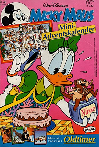 Micky Maus Zeitschrift - Nr. 48 - Vom 22.11.1990 - Komplett mit den Heft-Extras "4 Sammelkarten (neu mit Oldtimer!) und Mini-Adventskalender" - Heft, Broschüre, Lektüre Magazin