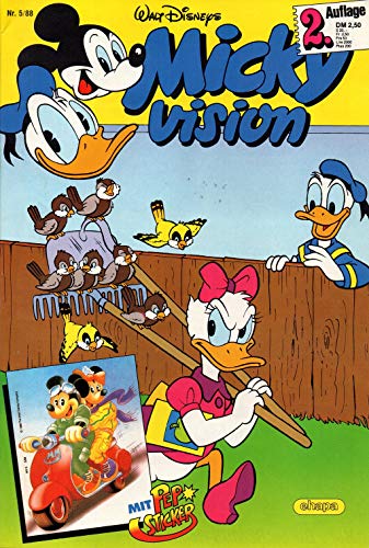 Micky Vision Zeitschrift - Nr. 5 - Vom 01.05.1988 – 2. Auflage – Komplett mit dem Heft-Extra " Pep-Sticker" – Mickyvision – Mickey Maus – Heft, Magazin, Broschüre, Lektüre, Zweitauflage