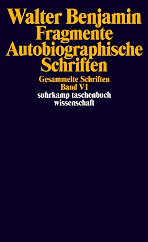 Gesammelte Schriften: Band VI: Fragmente vermischten Inhalts. Autobiographische Schriften (suhrkamp taschenbuch wissenschaft) von Suhrkamp Verlag AG