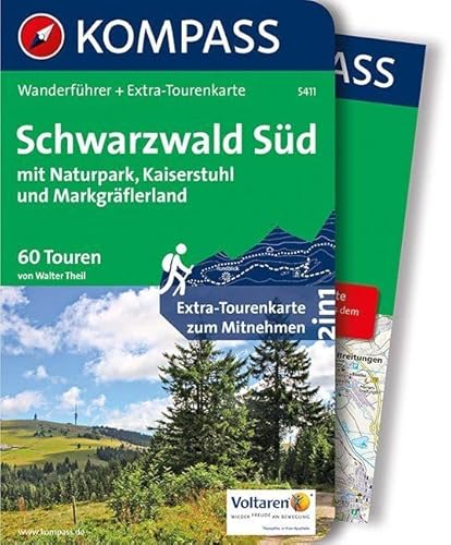 KOMPASS Wanderführer Schwarzwald Süd mit Naturpark, Kaiserstuhl und Markgräflerland: Wanderführer mit Extra-Tourenkarte 1:75.000, 60 Touren, GPX-Daten zum Download.