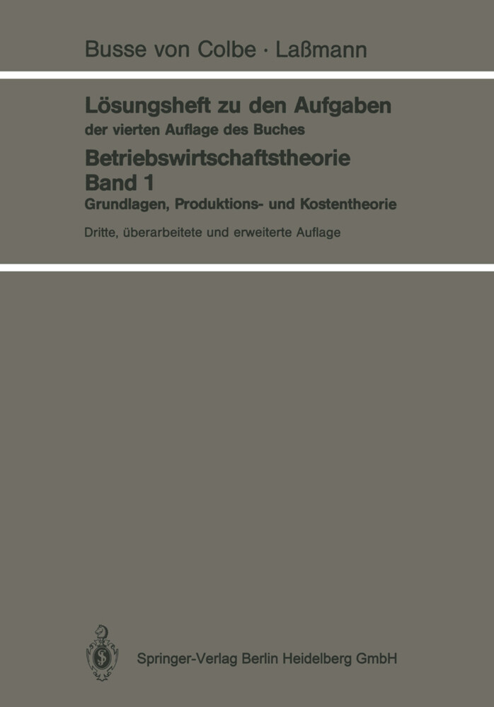 Lösungsheft zu den Aufgaben der vierten Auflage des Buches von Springer Berlin Heidelberg