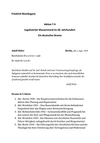 Aktion T4 - Legalisierter Massenmord im 20. Jahrhundert: Ein deutsches Drama von Books on Demand