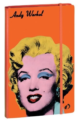 Andy Warhol orange, Notizbuch 16 x 24 cm: Liniert. Mit Elastikband und Innentasche für lose Notizen