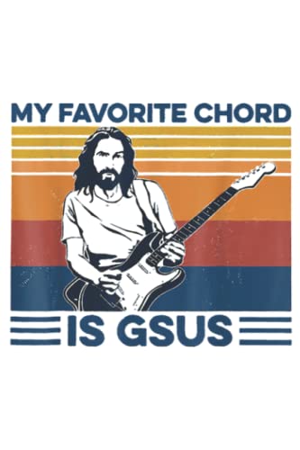 My Favorite Chord Is Gsus Jesus Playing Guitar: Plain Lined Journal Notebook, 120 Pages, Medium 6 x 9 Inches, Printed Cover