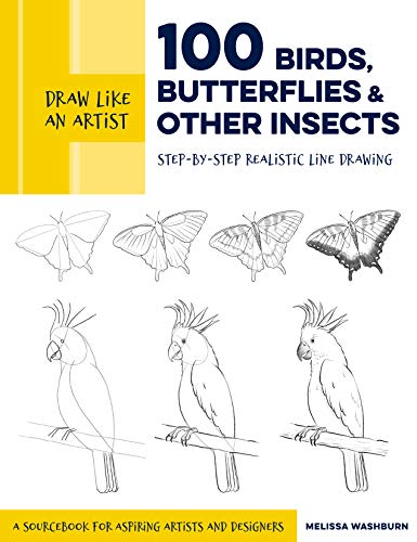 Draw Like an Artist: 100 Birds, Butterflies, and Other Insects: Step-By-Step Realistic Line Drawing - A Sourcebook for Aspiring Artists and Designers von Quarry Books