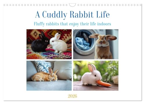 A Cuddly Rabbit Life (Wall Calendar 2026 DIN A3 landscape), CALVENDO 12 Month Wall Calendar: Fluffy rabbits enjoy their life between sofa, carpet and pillows von Calvendo