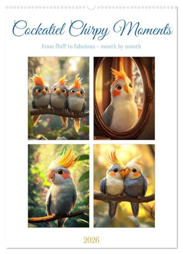 Cockatiel Chirpy Moments (Wall Calendar 2026 DIN A2 portrait), CALVENDO 12 Month Wall Calendar: Cockatiels at their loudest and cutest von Calvendo