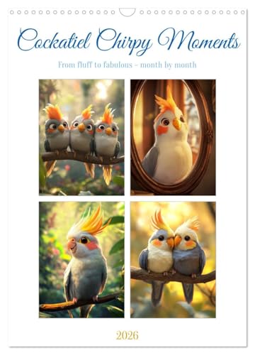 Cockatiel Chirpy Moments (Wall Calendar 2026 DIN A3 portrait), CALVENDO 12 Month Wall Calendar: Cockatiels at their loudest and cutest von Calvendo