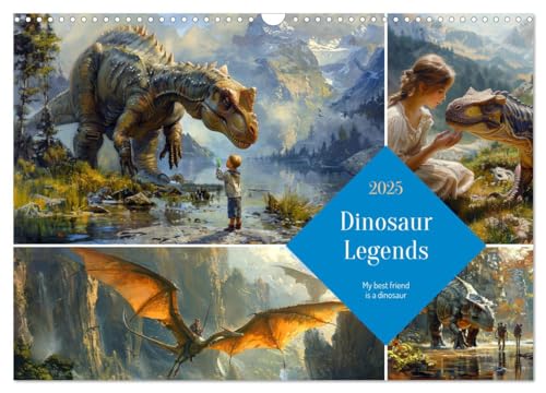Dinosaur Legends (Wall Calendar 2025 DIN A3 landscape), CALVENDO 12 Month Wall Calendar: Embark on a timeless journey with humans and dinosaurs