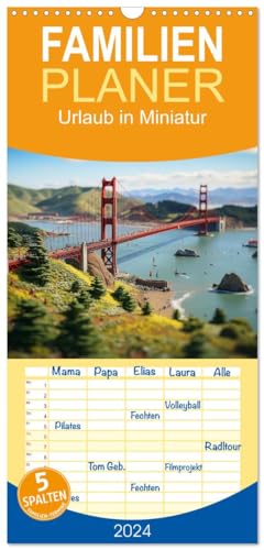 Familienplaner 2024 - Urlaub in Miniatur mit 5 Spalten (Wandkalender, 21 cm x 45 cm) CALVENDO