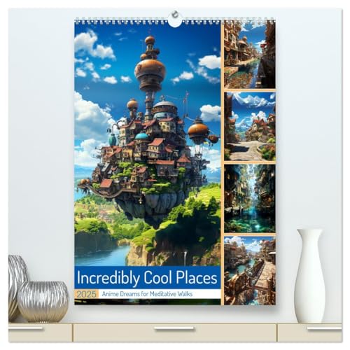 Incredibly Cool Places (High Quality Premium Wall Calendar 2025 DIN A2 portrait),CALVENDO 12 Month Wall Calendar: Wander with your eyes through loving anime - manga worlds von CALVENDO