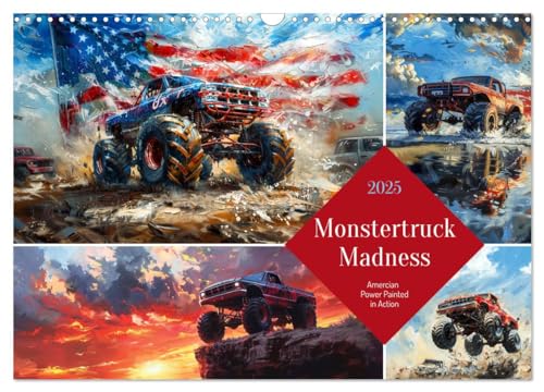 Monstertruck Madness (Wall Calendar 2025 DIN A3 landscape), CALVENDO 12 Month Wall Calendar: Wild paintings of untamable off-road tucks
