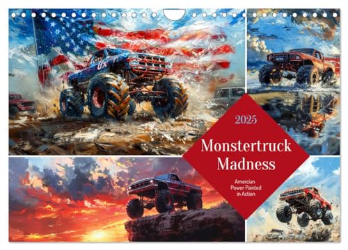 Monstertruck Madness (Wall Calendar 2025 DIN A4 landscape), CALVENDO 12 Month Wall Calendar: Wild paintings of untamable off-road tucks