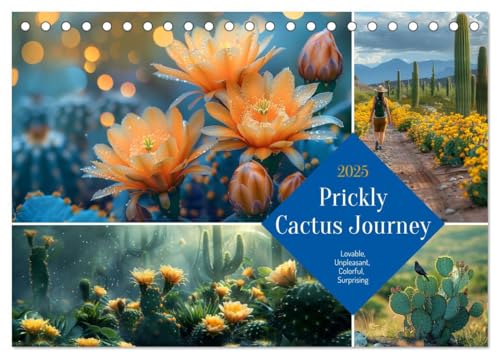 Prickly Cactus Journey (Desk Calendar 2025 DIN A5 landscape), CALVENDO 12 Month DeskCalendar: Flowering spines - An annual journey through cacti von CALVENDO