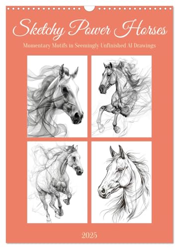 Sketchy Power Horses (Wall Calendar 2025 DIN A3 Portrait), CALVENDO 12 Month Wall Calendar von CALVENDO