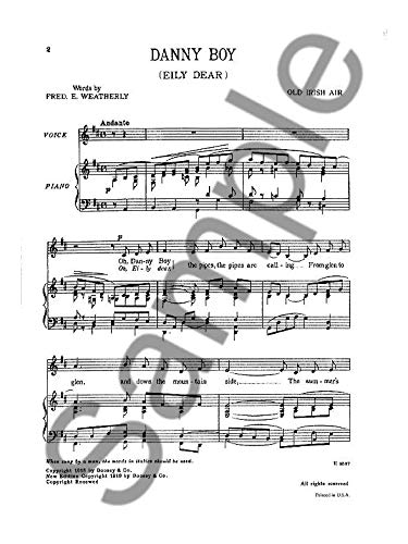 Danny Boy (Eily dear) D-Dur: from an "Old Irish Air". Gesang und Klavier. von Boosey & Hawkes, New York