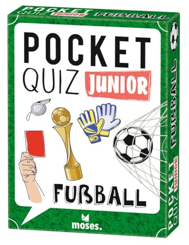 Moses. Pocket Quiz Junior Fußball, Das Kinderquiz mit 100 Fragen und Fakten rund um die beliebteste Sportart der Welt, Kompaktes Rate-Quiz für Kinder ab 8 Jahren von moses