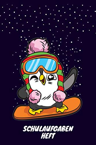 Schulaufgaben Heft: Snowboard Pinguin | Das Hausaufgabenheft für deine Haus- und Schulaufgaben | inkl. Noten und Fächerübersicht | Für das gesamtes Schuljahr