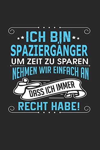 Ich bin Spaziergänger Um Zeit zu sparen nehmen wir einfach an dass ich immer Recht habe!: Notizbuch, Notizblock, Geburtstag Geschenk Buch mit 110 linierten Seiten von Independently published