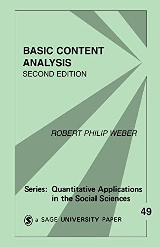 Basic Content Analysis (Quantitative Applications in the Social Sciences) von Sage Publications