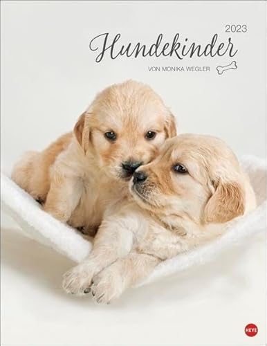 Hundekinder Posterkalender 2023 von Monika Wegler - niedlicher Tier-Wandkalender mit vielen Fotos und lustigen Mini-Geschichten - mit Monatskalendarium - 34 x 44 cm