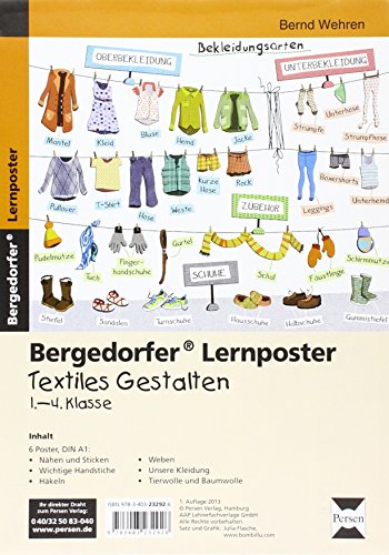 Lernposter Textiles Gestalten - 1.-4. Klasse: 6 Poster für den Klassenraum (Bergedorfer® Lernposter)