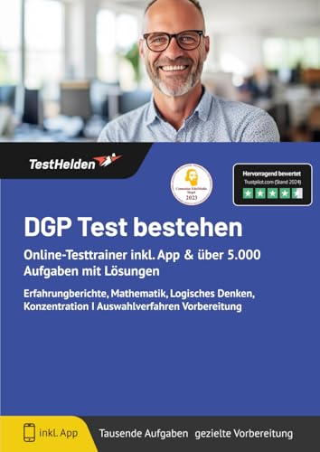DGP Test bestehen: Online-Testtrainer inkl. App & über 5.000 Aufgaben mit Lösungen I Erfahrungberichte, Mathematik, Logisches Denken, Konzentration I Auswahlverfahren Vorbereitung DGP Test bestehen: Online-Testtrainer inkl. App & über 5.000 Aufgaben mit Lösungen I Erfahrungberichte, Mathematik, Logisches Denken, Konzentration I Auswahlverfahren Vorbereitung von eHEROES GmbH