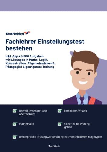 Fachlehrer Einstellungstest bestehen mit Online-Testtrainer Inkl. App + 5.000 Aufgaben mit Lösungen in Mathe, Logik, Konzentration, Allgemeinwissen & Pädagogik I Eignungstest Training Fachlehrer Einstellungstest bestehen mit Online-Testtrainer Inkl. App + 5.000 Aufgaben mit Lösungen in Mathe, Logik, Konzentration, Allgemeinwissen & Pädagogik I Eignungstest Training