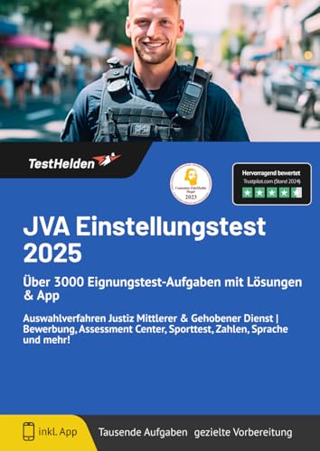 JVA Einstellungstest 2025: Über 3000 Eignungstest-Aufgaben mit Lösungen & App Auswahlverfahren Justiz Mittlerer & Gehobener Dienst | Bewerbung, Assessment Center, Sporttest, Zahlen, Sprache und mehr! JVA Einstellungstest 2025: Über 3000 Eignungstest-Aufgaben mit Lösungen & App Auswahlverfahren Justiz Mittlerer & Gehobener Dienst | Bewerbung, Assessment Center, Sporttest, Zahlen, Sprache und mehr! von eHEROES GmbH