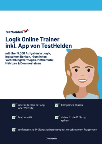 Logik Online Trainer inkl. App von TestHelden mit über 5.000 Aufgaben in Logik, logischem Denken, räumliches Vorstellungsvermögen, Mathematik, Matrizen & Dominosteinen von eHEROES GmbH