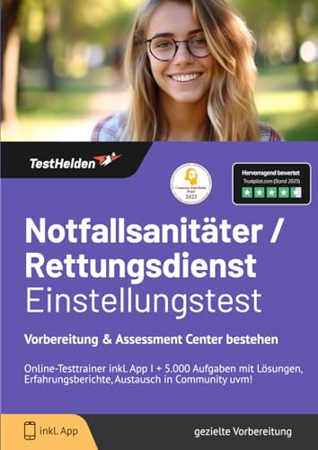 Notfallsanitäter Rettungsdienst Einstellungstest Vorbereitung & Assessment Center bestehen: Online-Testtrainer inkl. App I + 5.000 Aufgaben mit ... Austausch in Community uvm! Notfallsanitäter Rettungsdienst Einstellungstest Vorbereitung & Assessment Center bestehen: Online-Testtrainer inkl. App I + 5.000 Aufgaben mit ... Austausch in Community uvm!